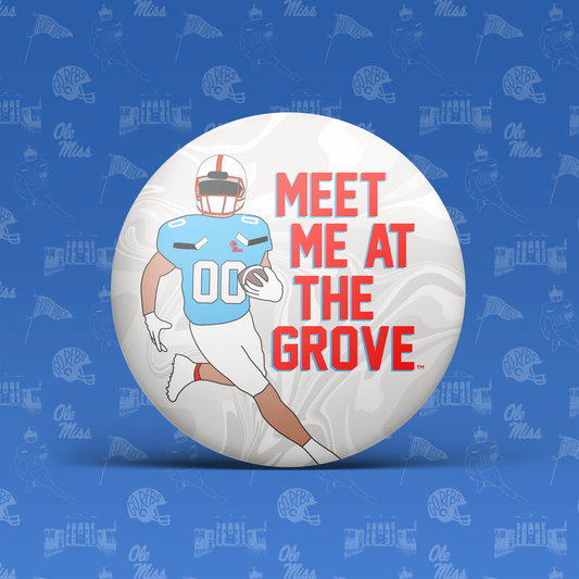 MEET ME AT THE GROVE FBALL PLAYER Game Day Pin