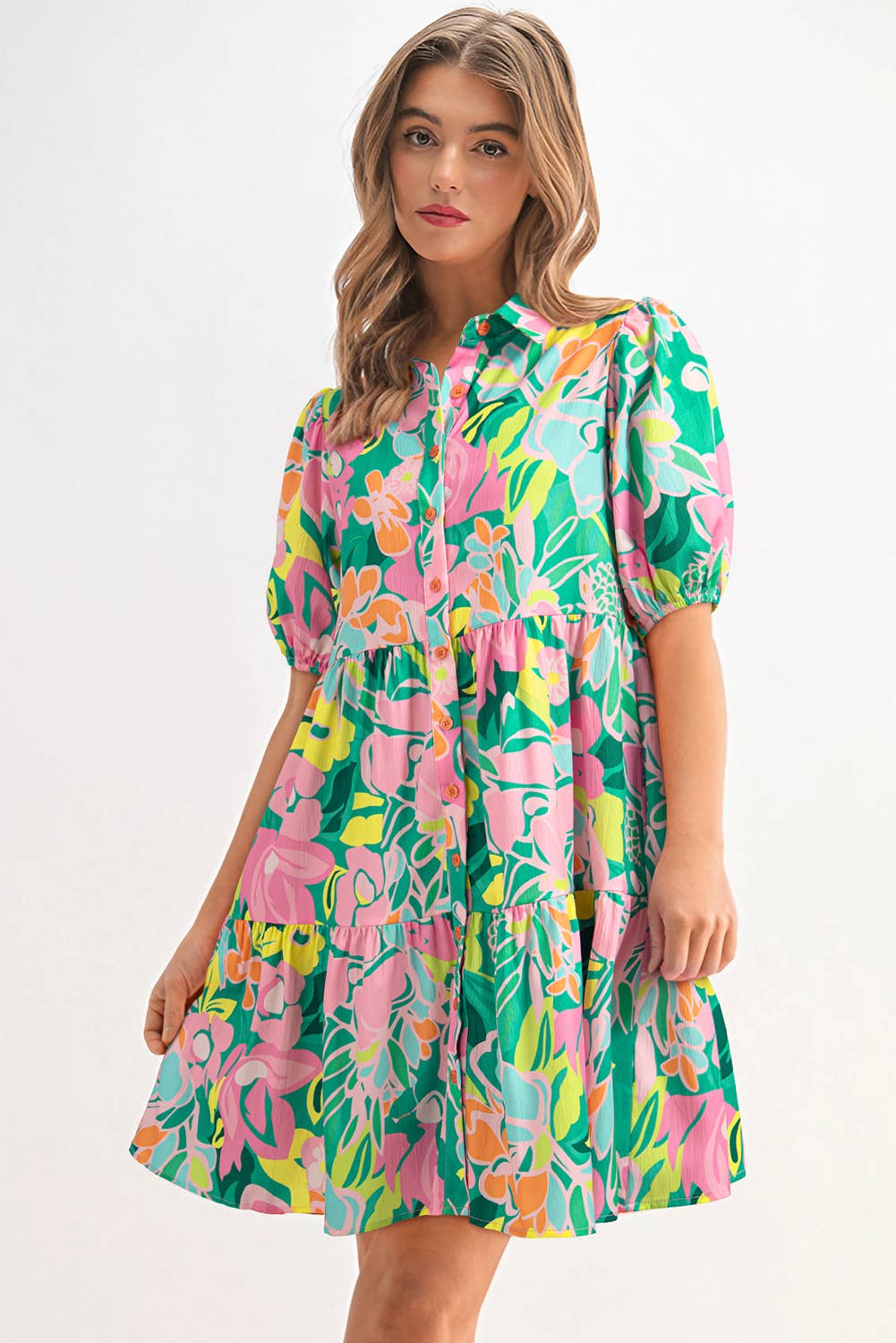 Sassy Floral Printed Collared Dress