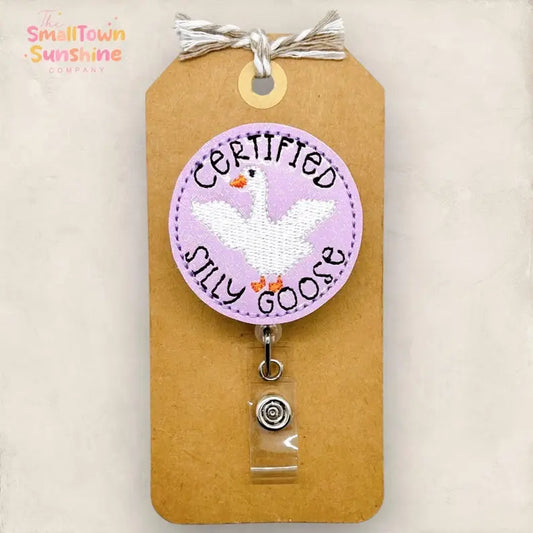Certified Silly Goose Badge Reel - purple: Black / Swivel