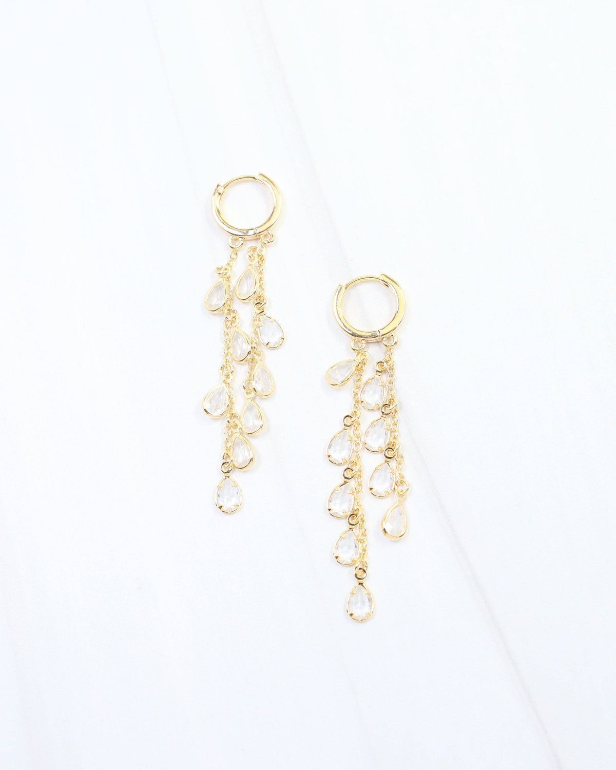 Nancy CZ Huggie Dangle Earring WR Gold