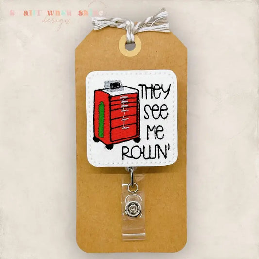 They See Me Rollin Badge Reel: Black / Swivel