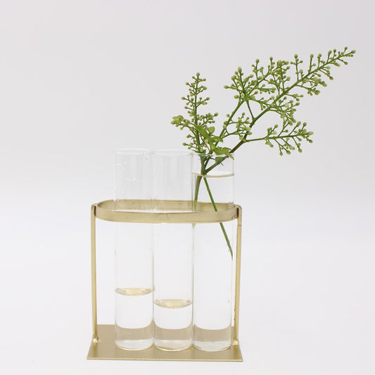 4.5" Glass Vase in Gold Stand