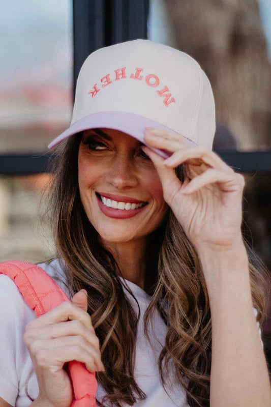 MOTHER Upside Down Two-Toned Vintage Hat: Pink and Tan