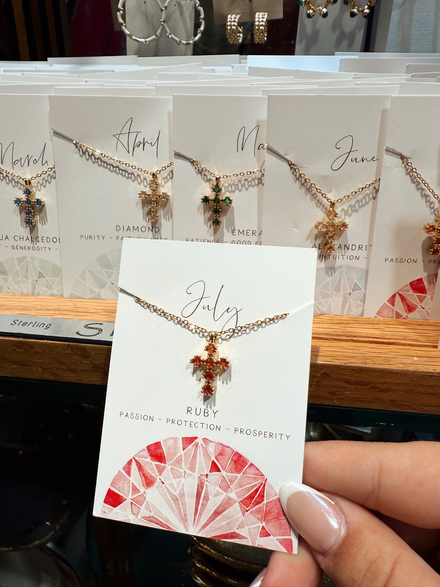 Birthstone Cross Necklace