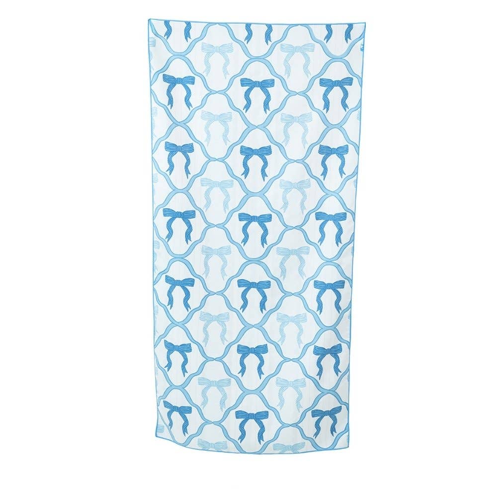 Blue Bow Microfiber Towel: Light Blue