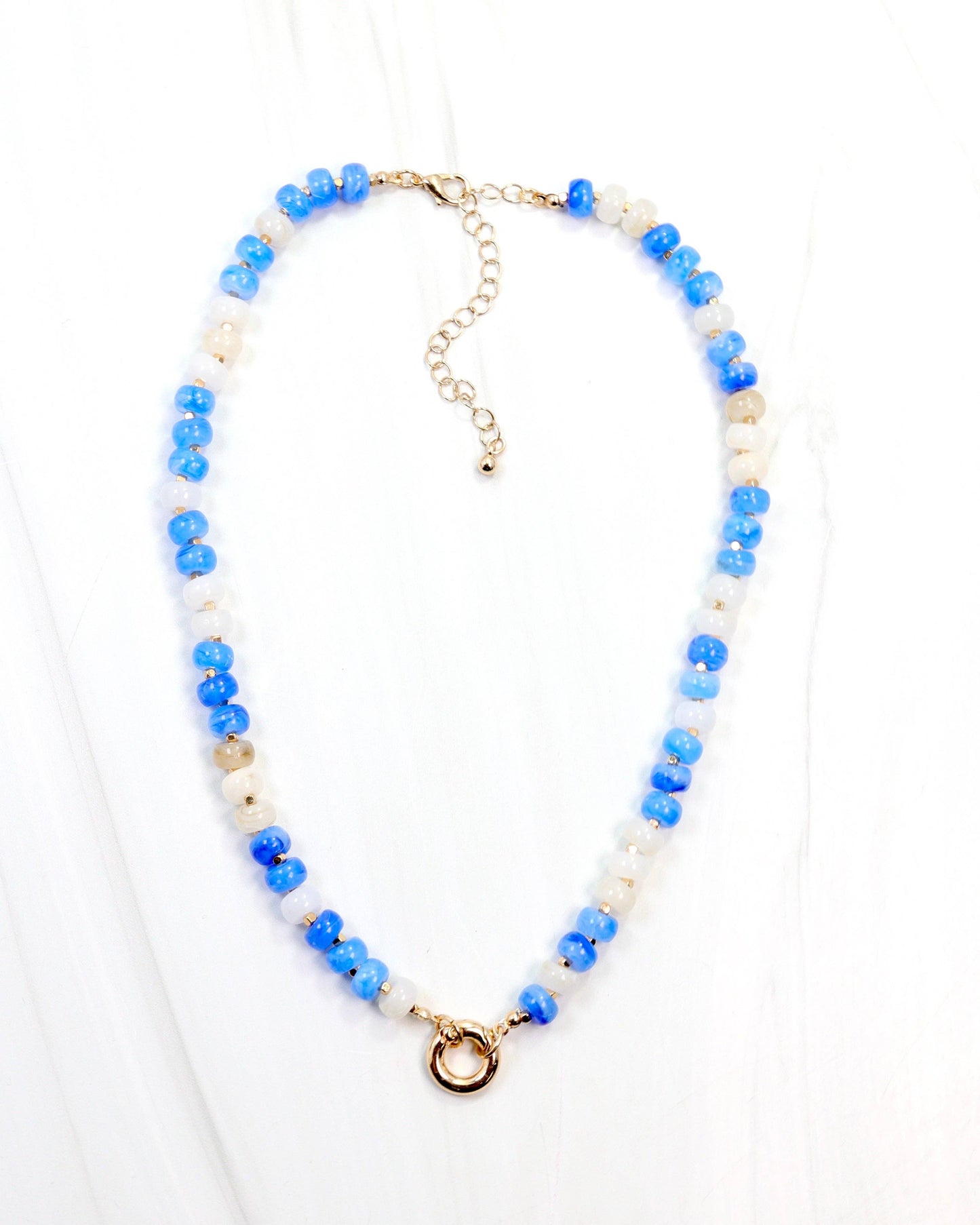 McLane Stone Necklace with Toggle Blue/White
