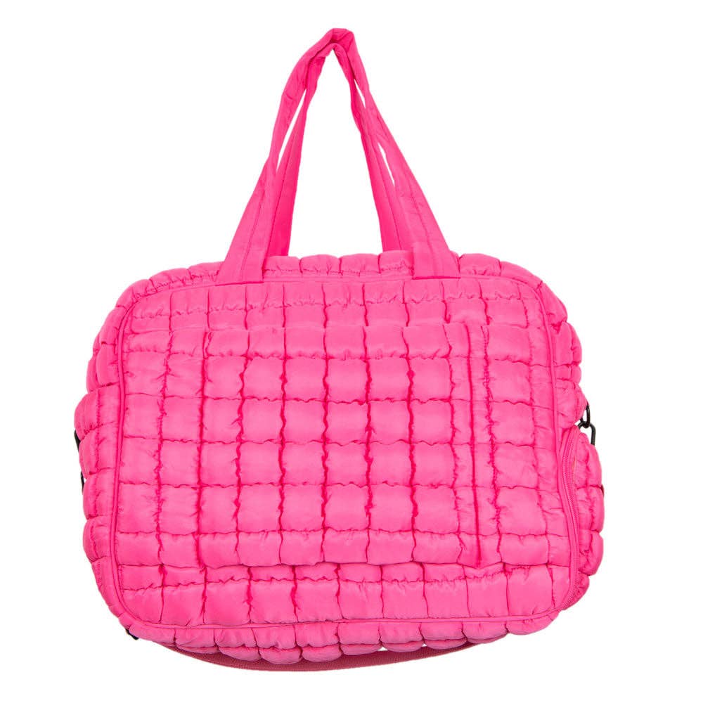Hot Pink Quilted Duffel Weekender Bag: Hot Pink