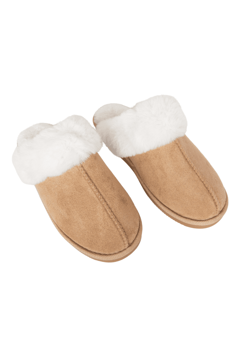 Sand Faux Fur Slip-On House Shoes: Sand / S/M