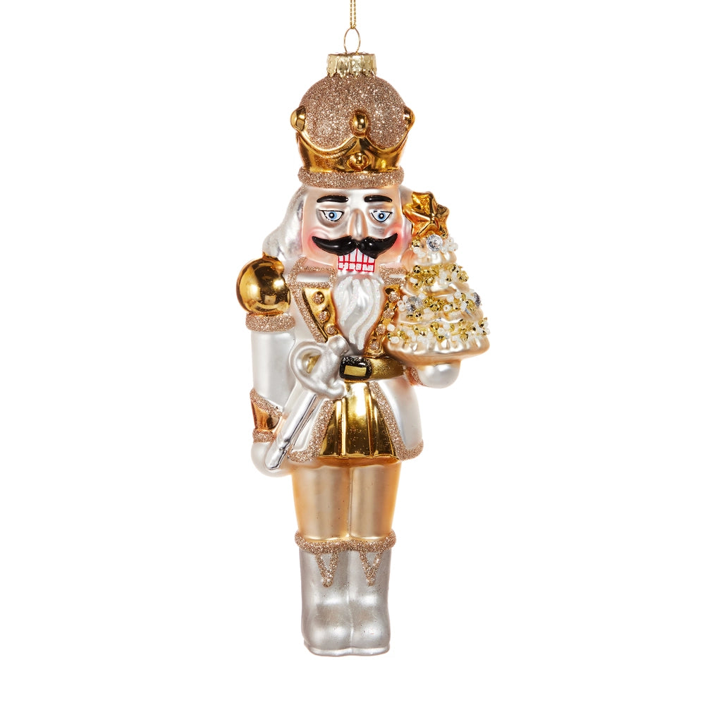 White Gold Nutcracker Ornament