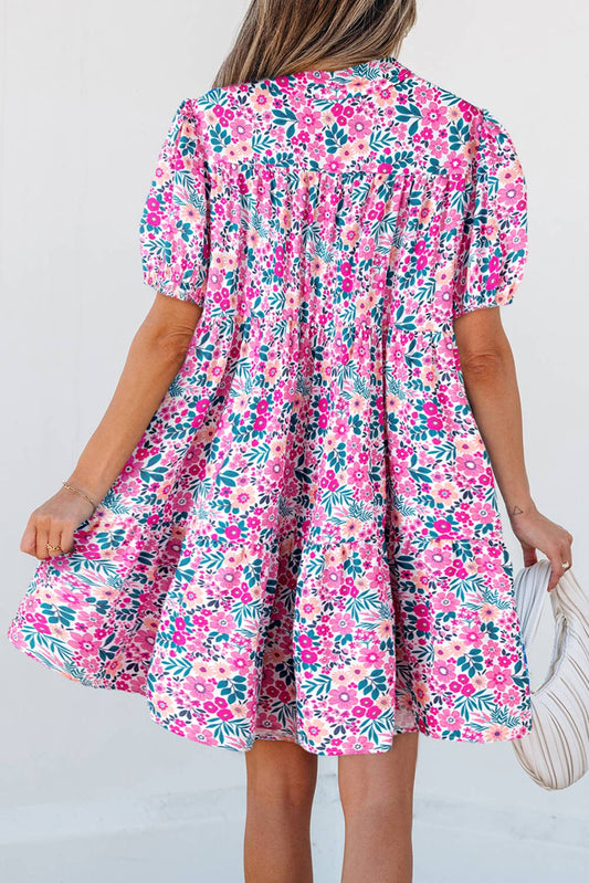Floral Collar Summer Mini Dress | S-4XL