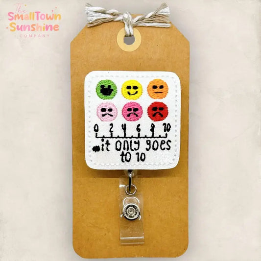 It Only Goes to 10 - Pain Scale Badge Reel: Black / Swivel