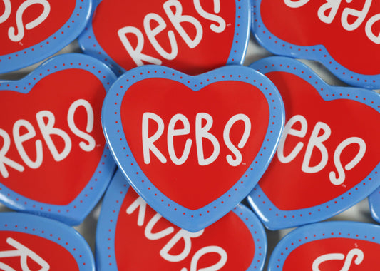 Ole Miss Rebs Heart Shaped Game Day Button