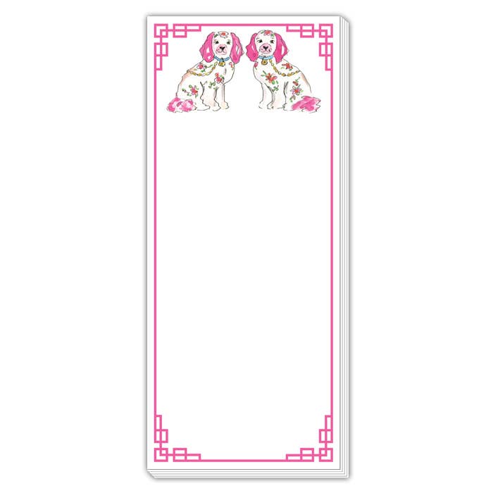 Handpainted Pink Staffordshire Dogs Skinny Notepad