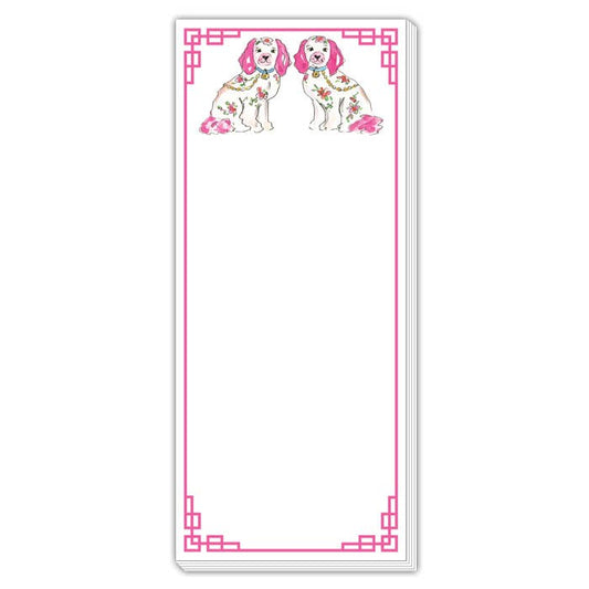 Handpainted Pink Staffordshire Dogs Skinny Notepad