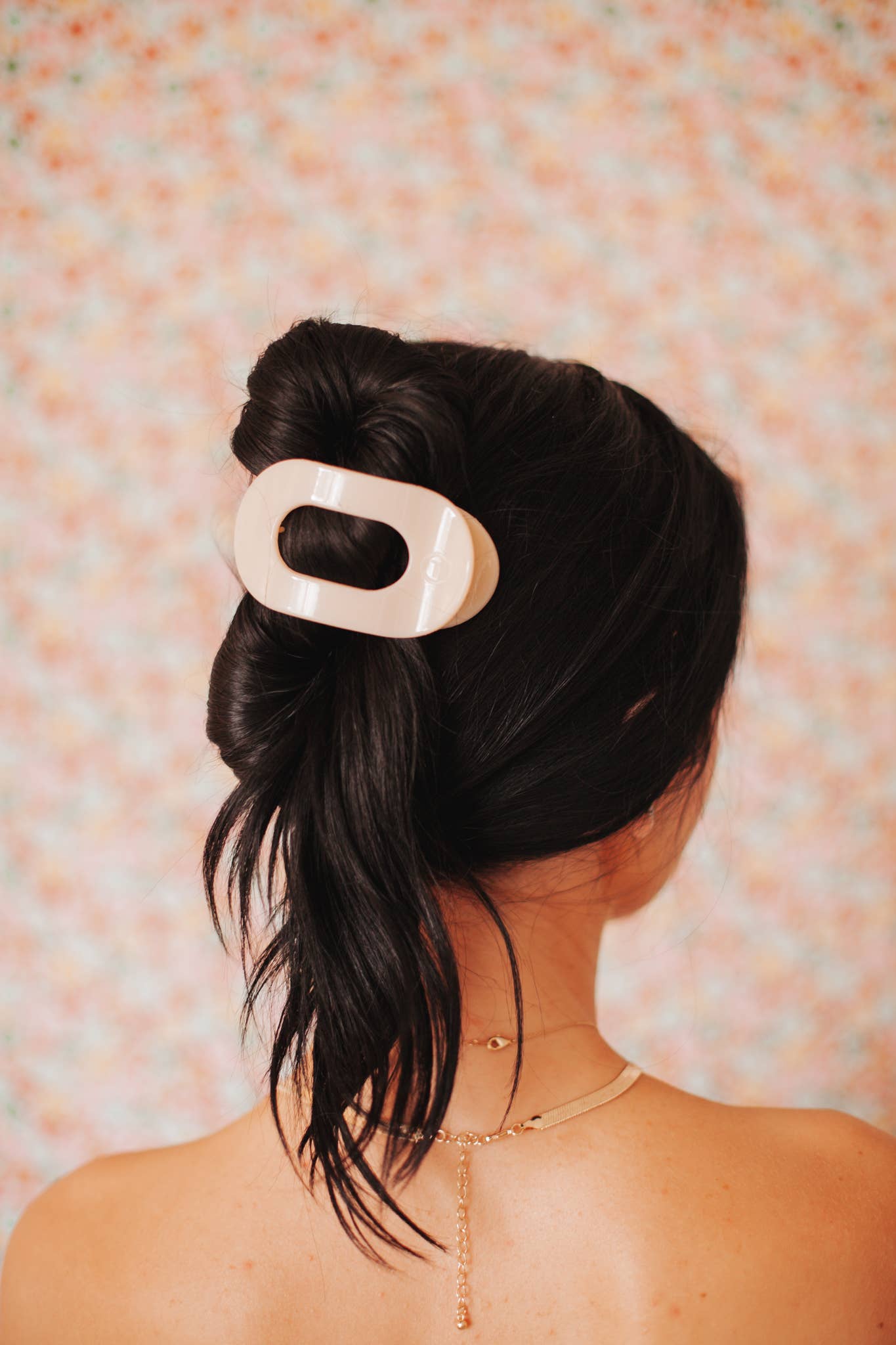 Round Flat Hair Clip | Almond Beige