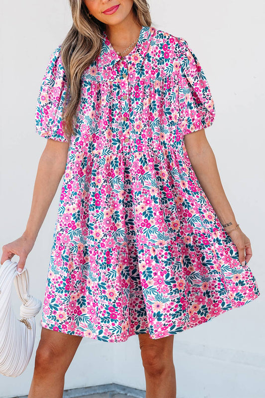 Floral Collar Summer Mini Dress | S-4XL