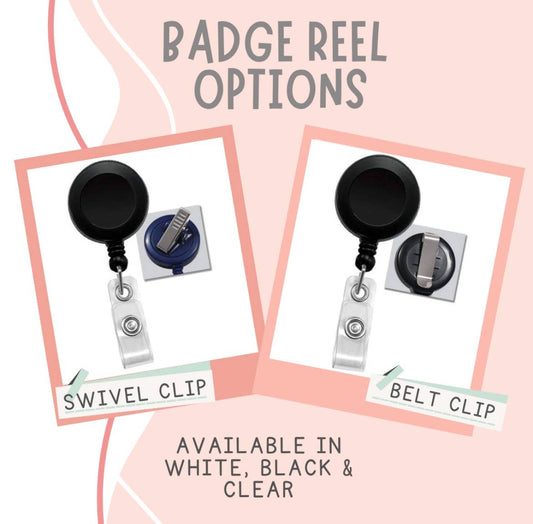 Trauma Queen Badge Reel - pink: Black / Swivel