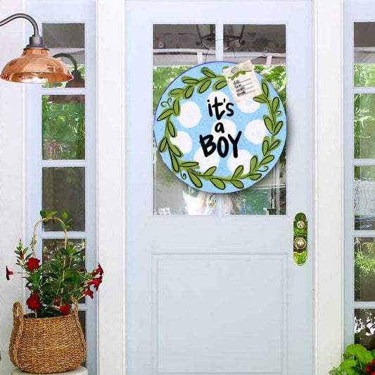 It's a Boy Plus Tags Door Hanger