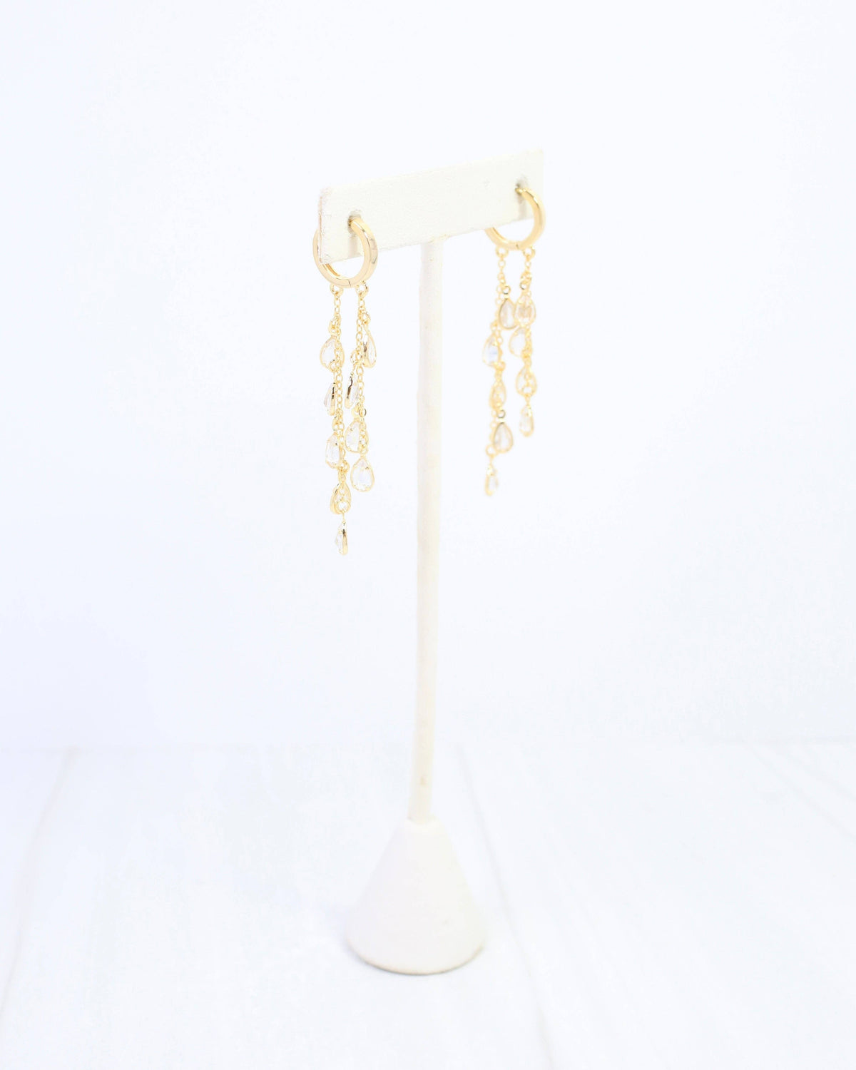 Nancy CZ Huggie Dangle Earring WR Gold