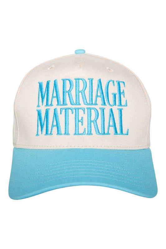 Marriage Material Two-Toned Trucker Hats For Women: Aqua and Tan
