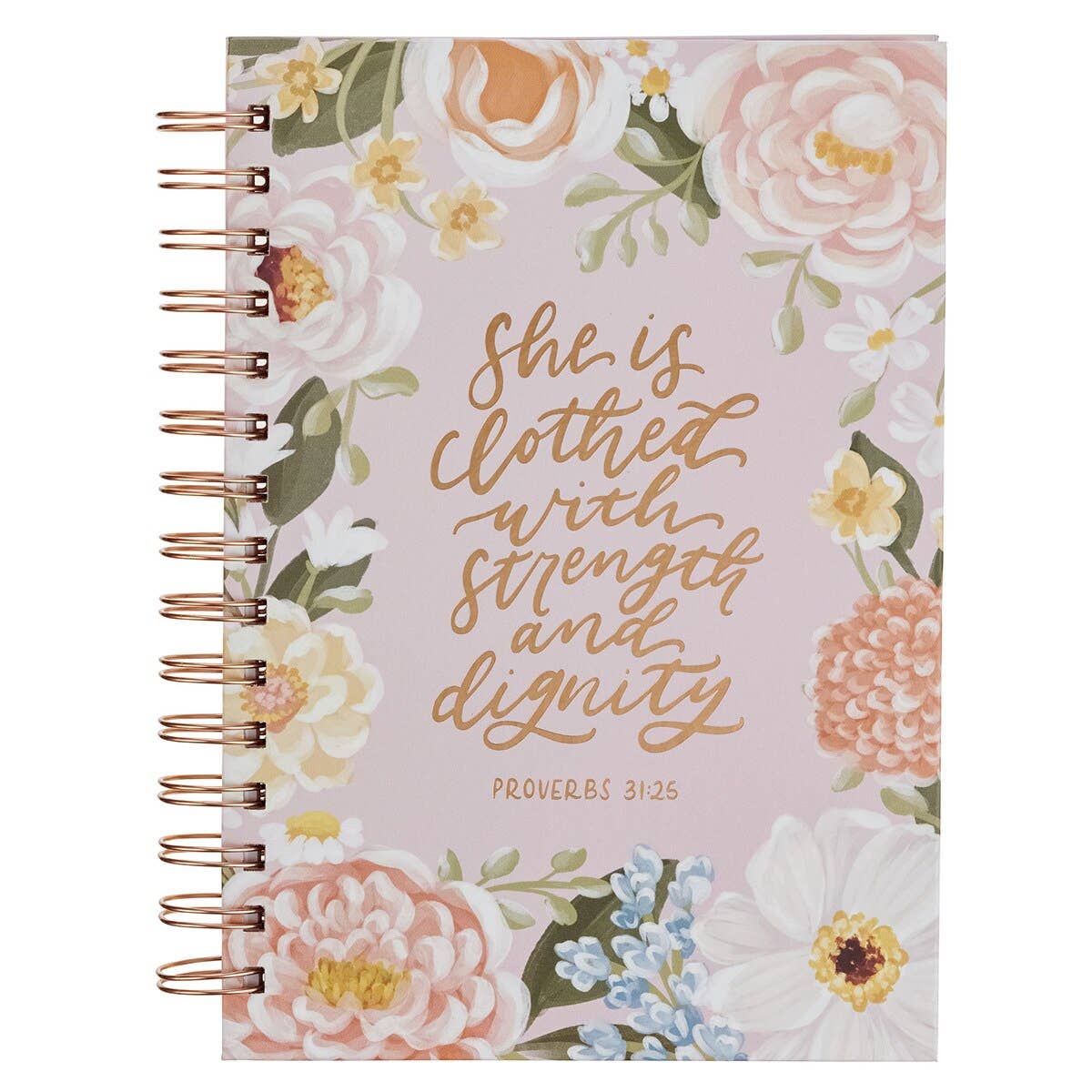 Journal Wirebound Pink Floral - Strength & Dignity Prov. 31:25