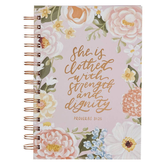 Journal Wirebound Pink Floral - Strength & Dignity Prov. 31:25