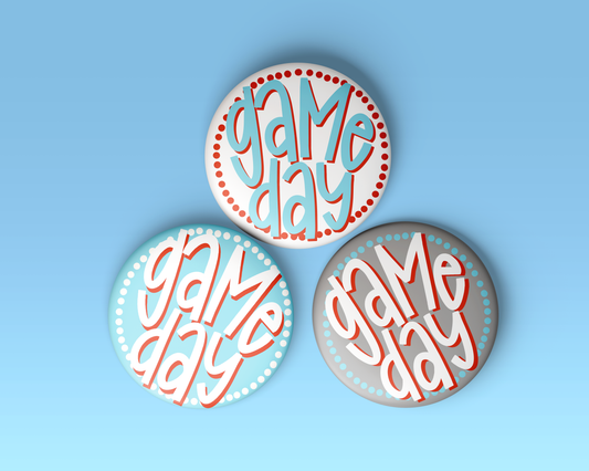 Blue & Red Game Day Polka Dots Game Day Pin