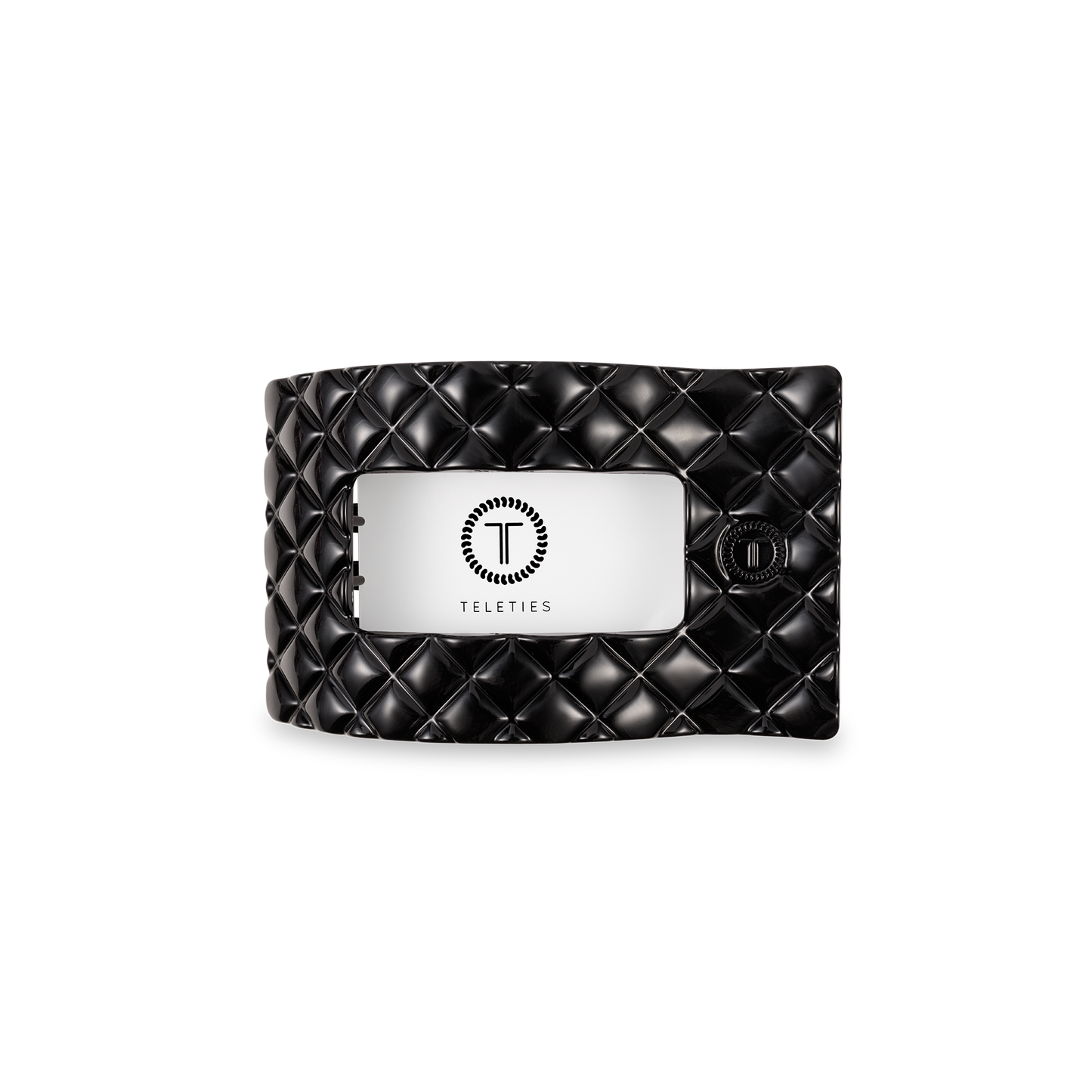 Flat Rectangle Hair Clip | Jet Black Quilted