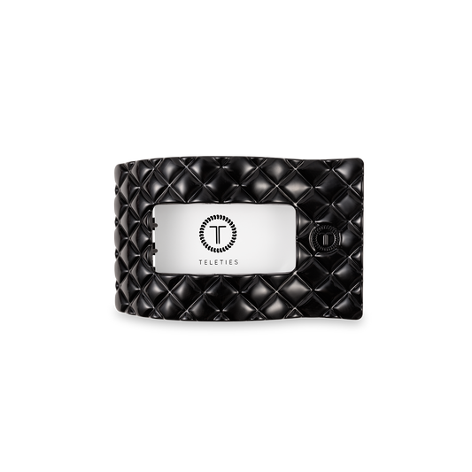 Flat Rectangle Hair Clip | Jet Black Quilted
