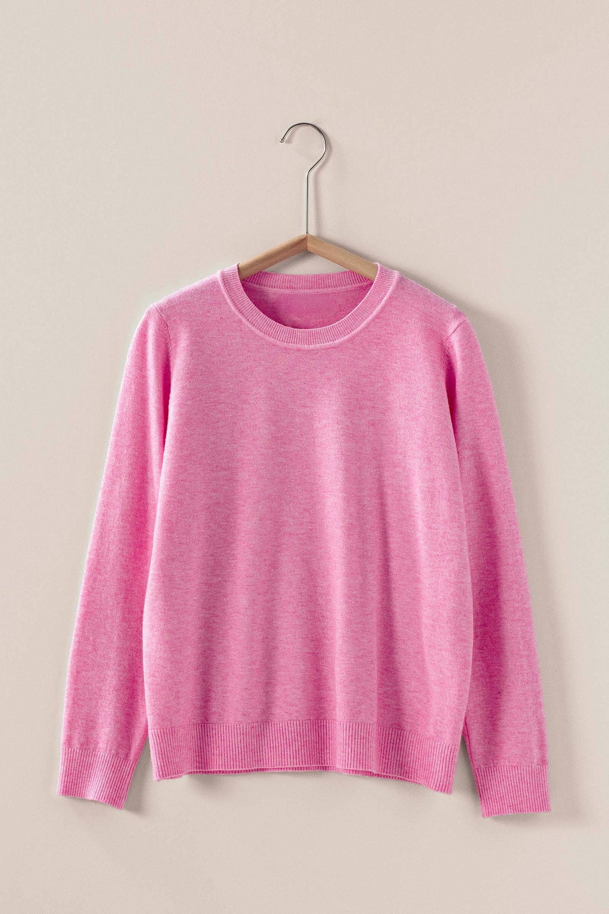 Soft Viscose Blend Crewneck Knit Pullover: Black / S-M-L:2-2-2