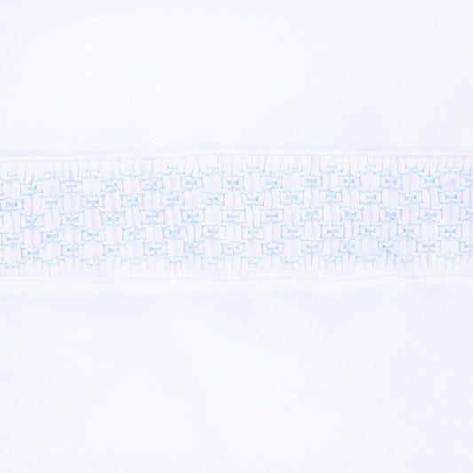 Solid Essentials White Blue Smocked Gown: Newborn