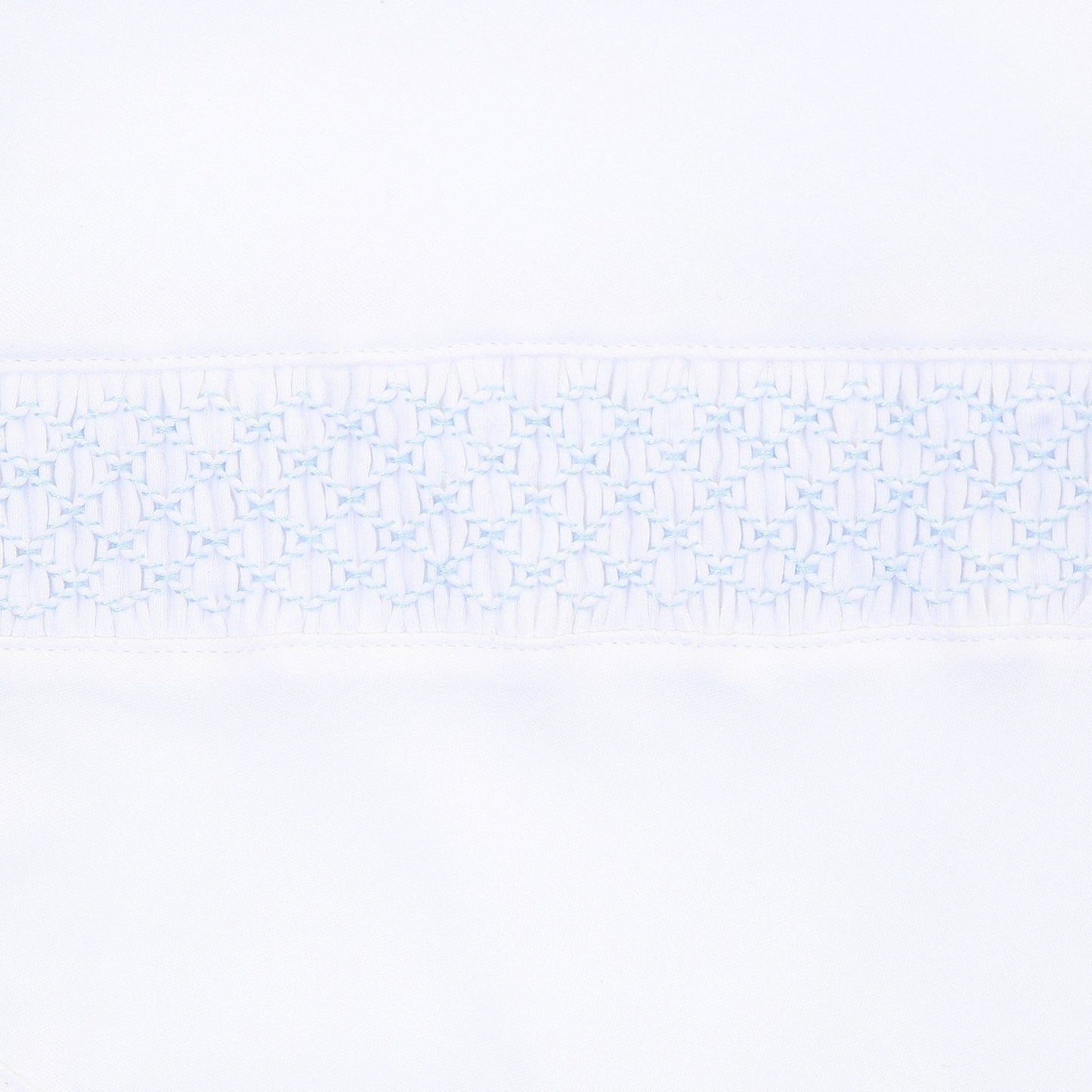 Solid Essentials White Blue Smocked Gown: Preemie