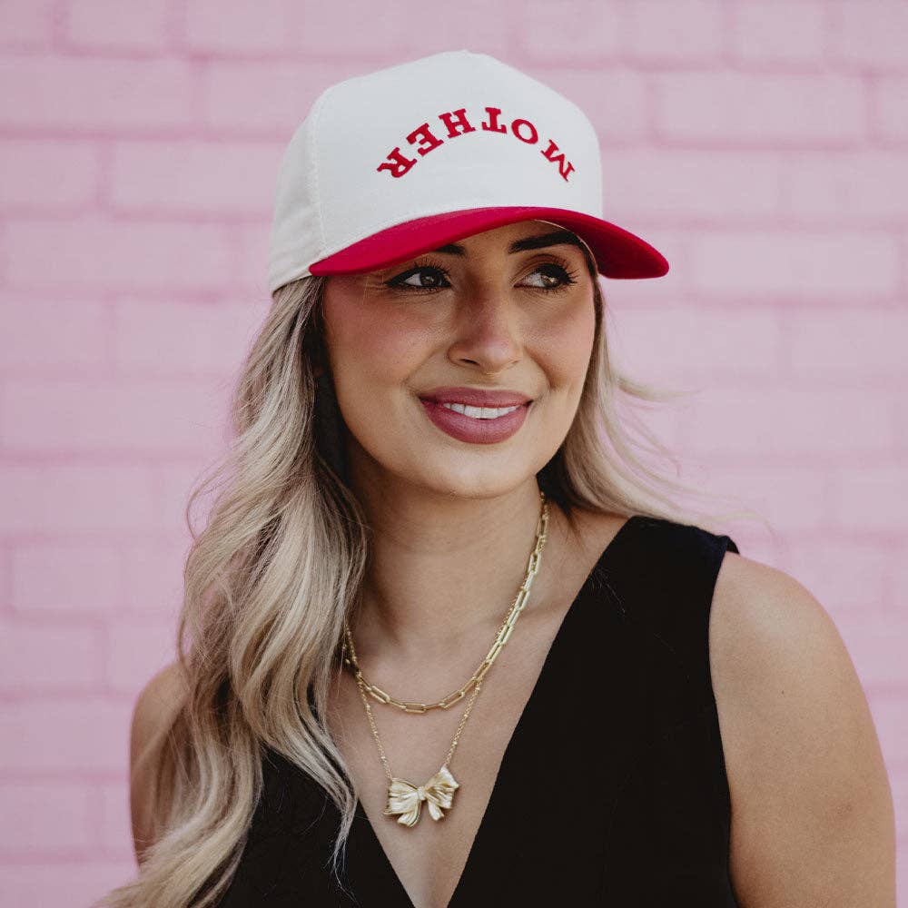 MOTHER Upside Down Two-Toned Vintage Hat: Pink and Tan