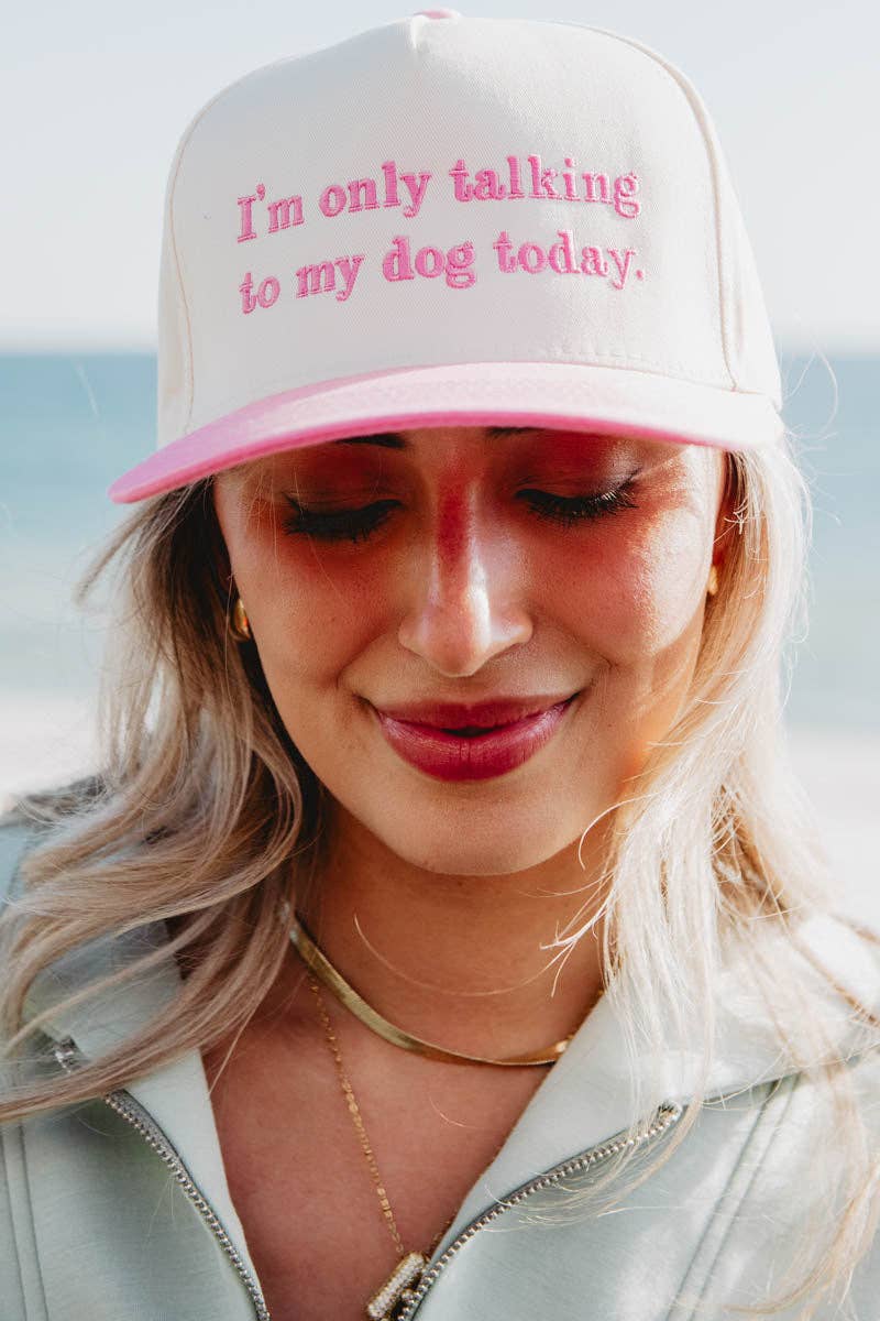 I'm Only Talking To My Dog Today Funny Vintage Hat: Black and Tan