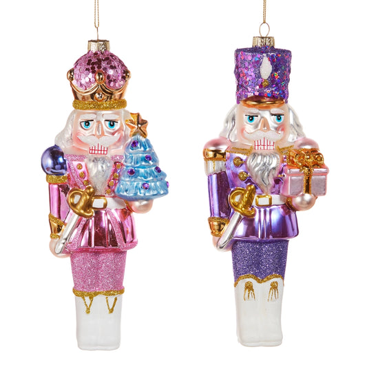 8.25" Pink Purple Nutcracker Ornament
