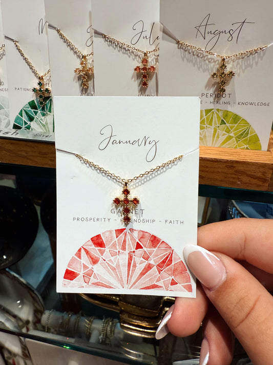 Birthstone Cross Necklace
