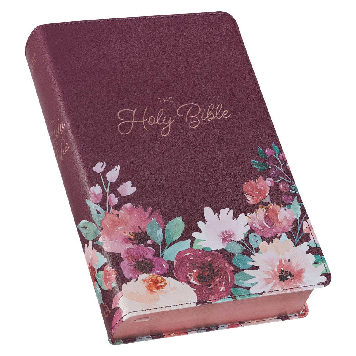 Purple Floral Faux Leather Giant Print Standard-size KJV Bib