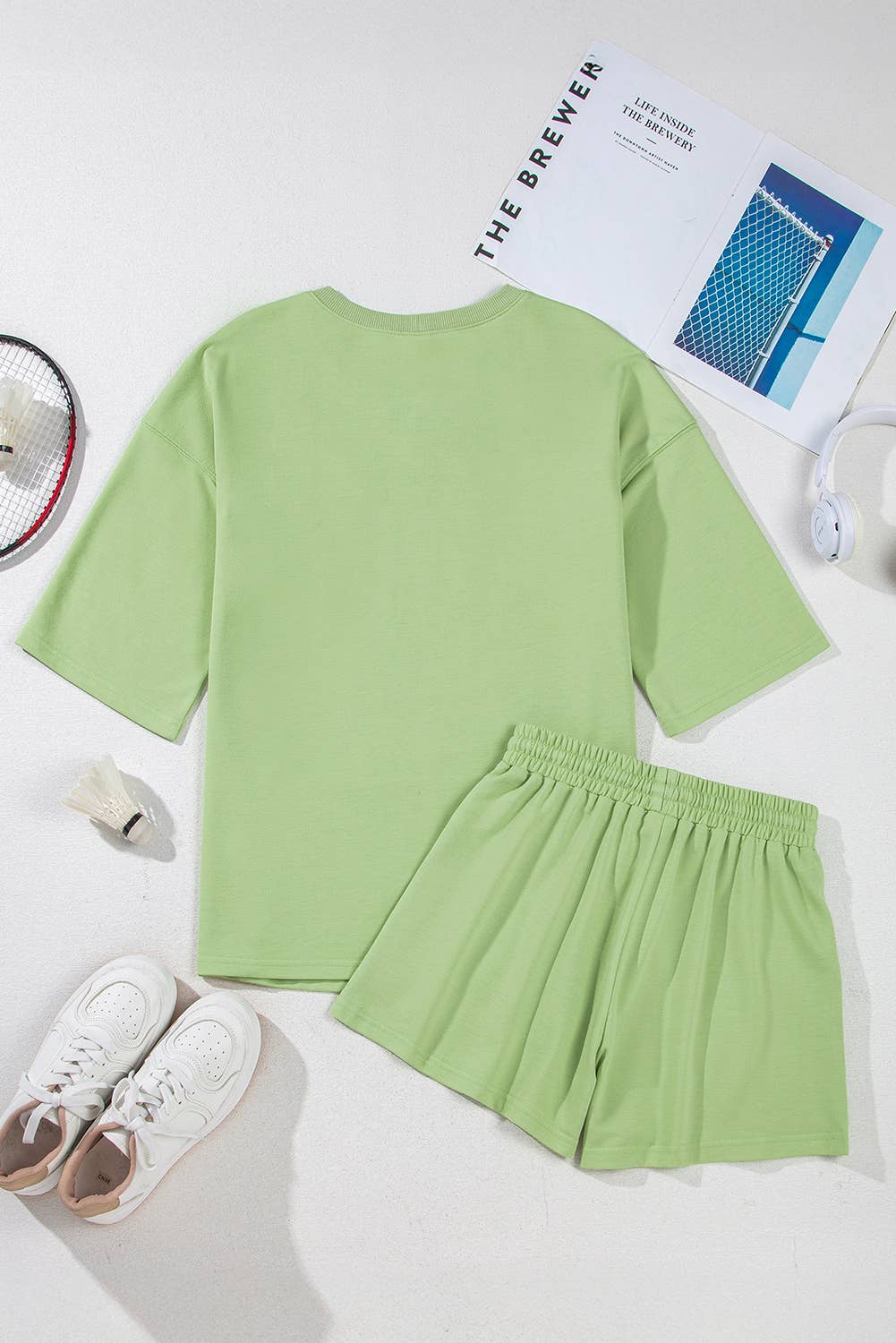 Solid V Neck Half Sleeve Tee and Shorts 2 Pcs Set | S-XL