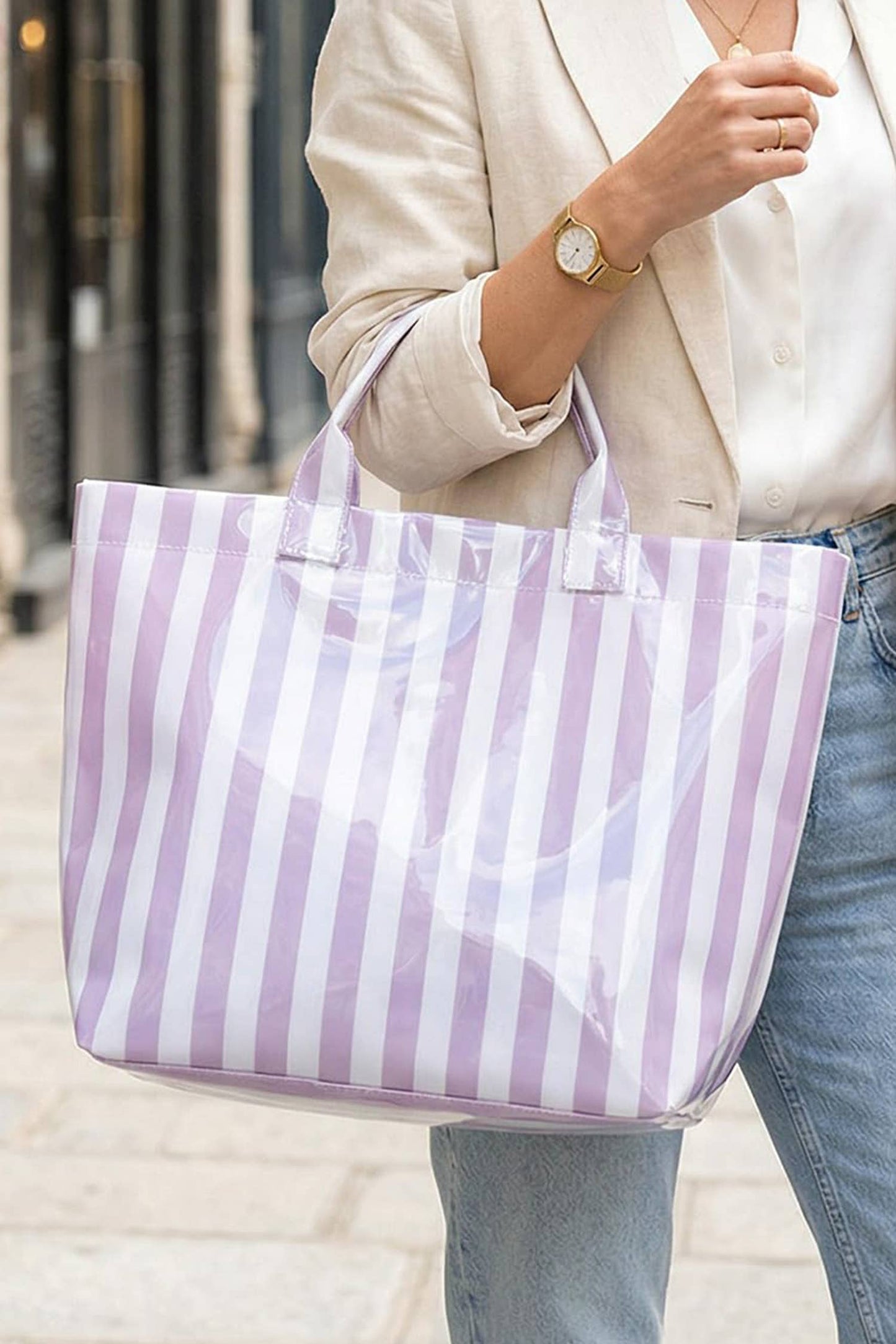 LDC Glossy Striped Tote One Size