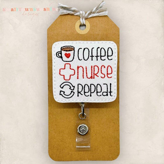 Coffee Nurse Repeat Badge Reel: Black / Swivel