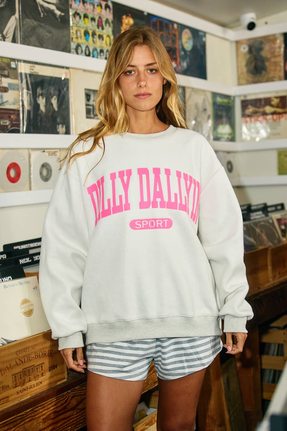 DILLYDALLYIN Reversible Oversized Sweatshirt ASH GREY