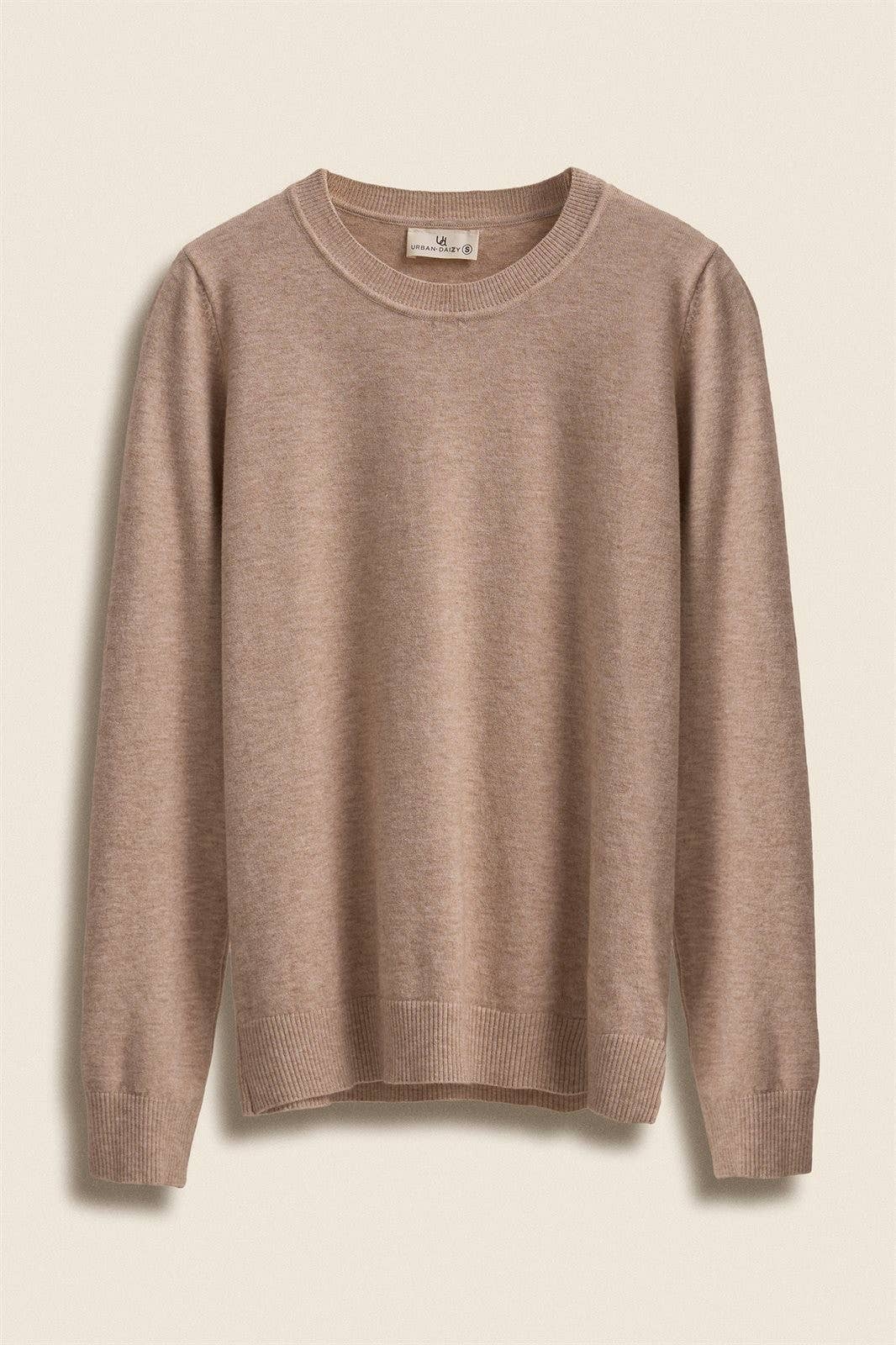 Soft Viscose Blend Crewneck Knit Pullover: Black / S-M-L:2-2-2