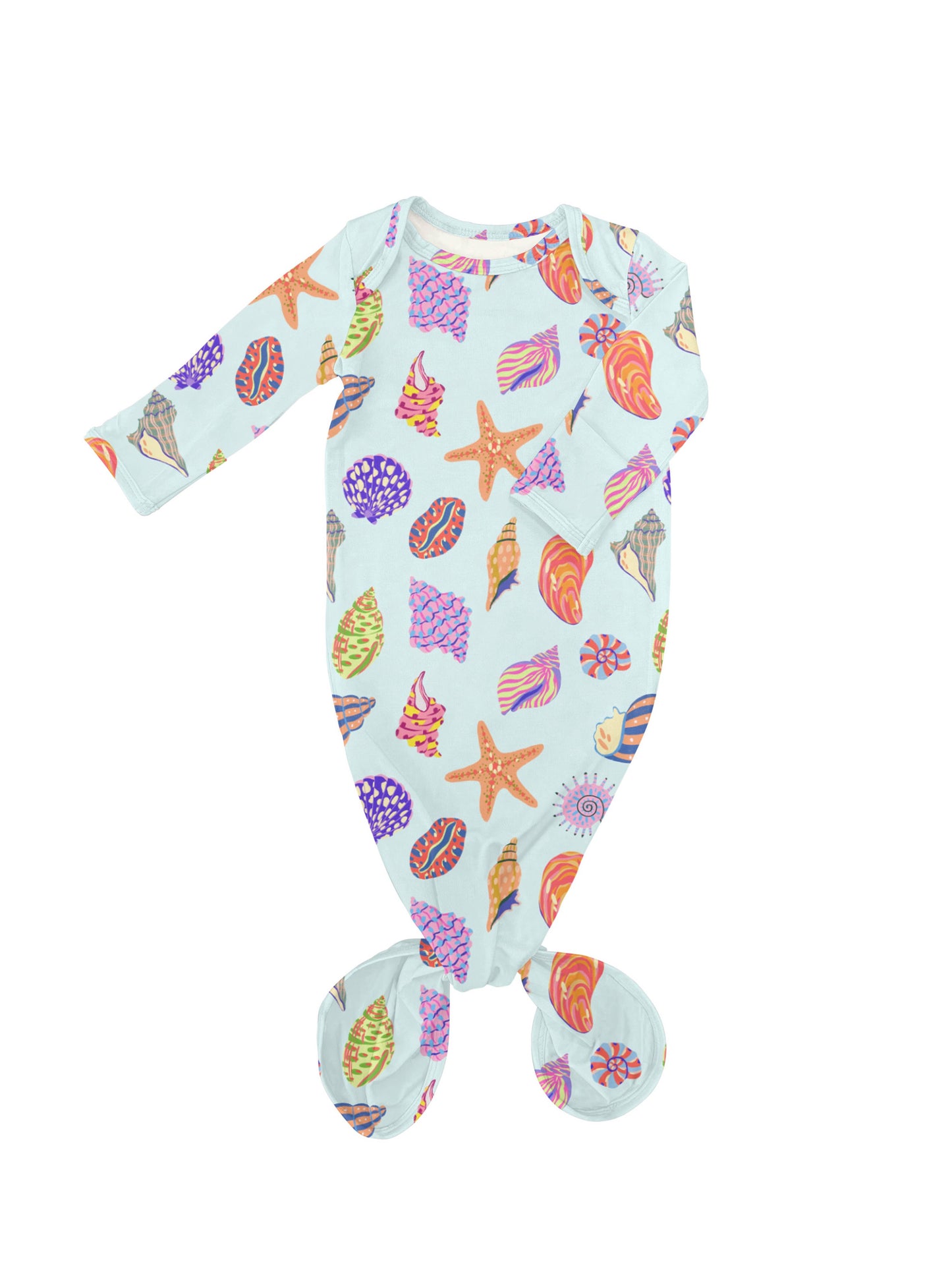 Seashells - Knotted Infant Gown: 0-3 mo