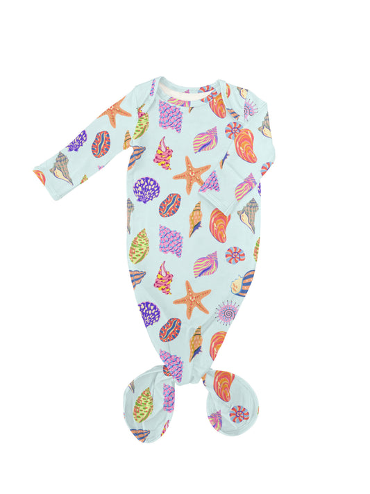 Seashells - Knotted Infant Gown: 0-3 mo