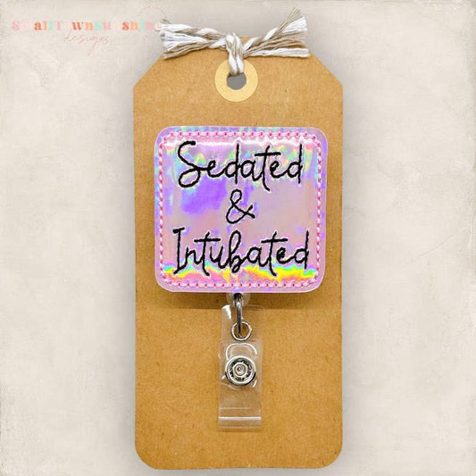 Sedated & Intubated Badge Reel: Black / Swivel