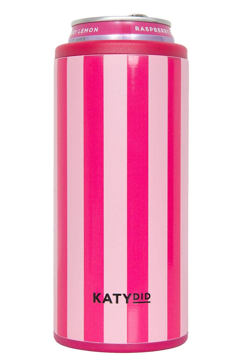 Pink Striped Slim Can Cooler