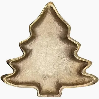 Aluminum Tree Shaped Dish, Gold Finish