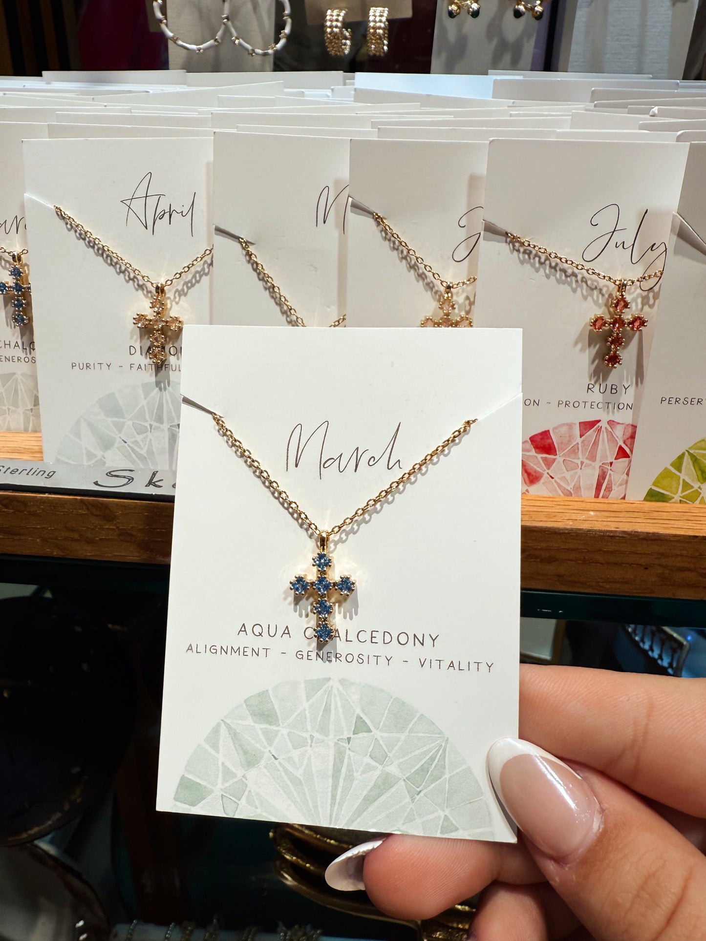 Birthstone Cross Necklace