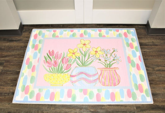 Bamboo Mat, Flower Pot Trio with Confetti Dot Border ©Haley Bush