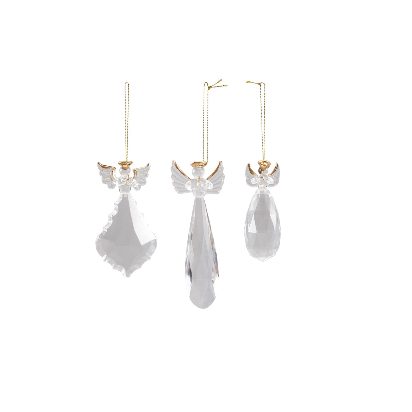 Crystal Angel with Halo, Gold Finish, 3 Styles